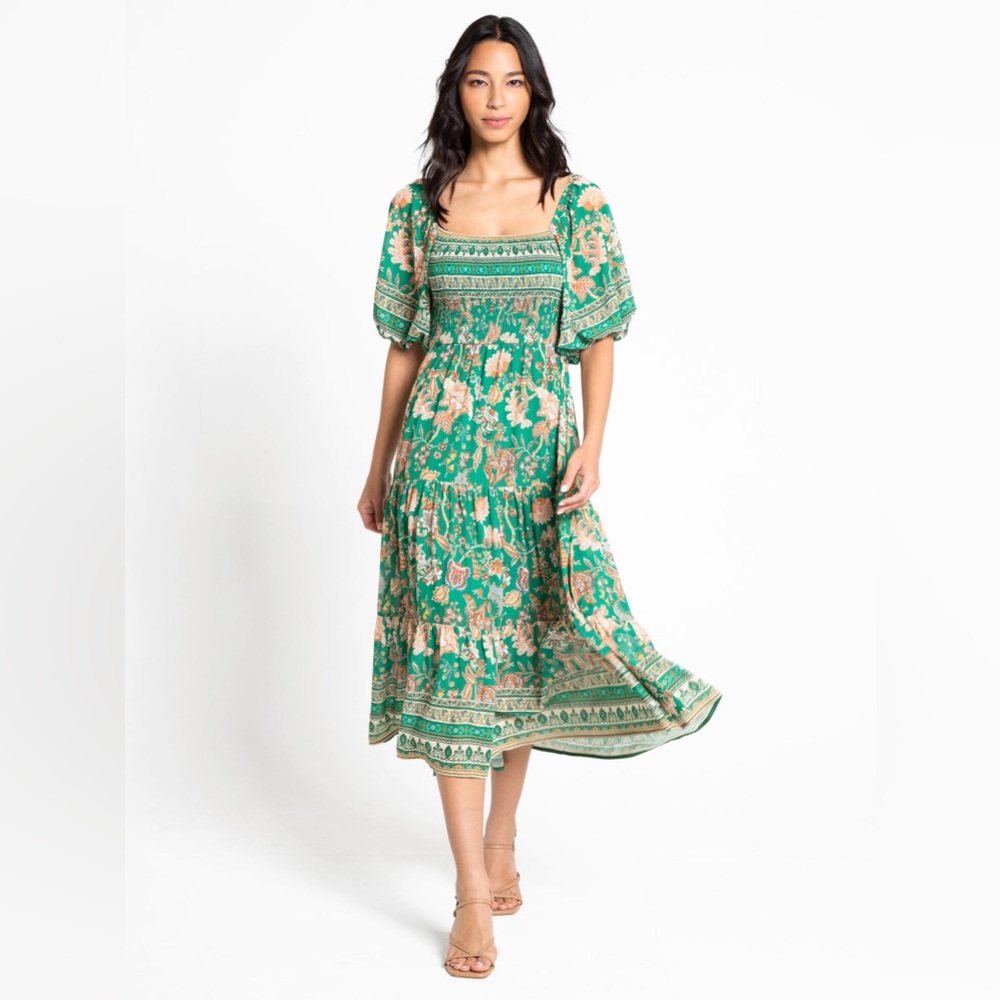 Flying Tomato Floral Green Bohemian Dress